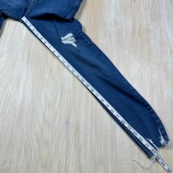 Free People Blue Distressed High Rise Fray Ankle Casual Skinny Denim Jeans 26 - Picture 7 of 15